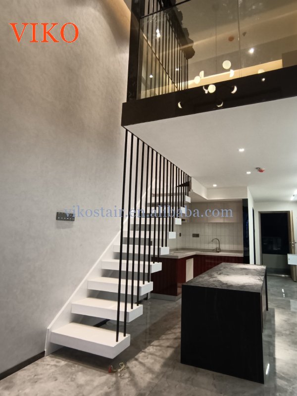 VIKO Modern Indoor Uses Brushed Guardrails and LED Floating Stairs