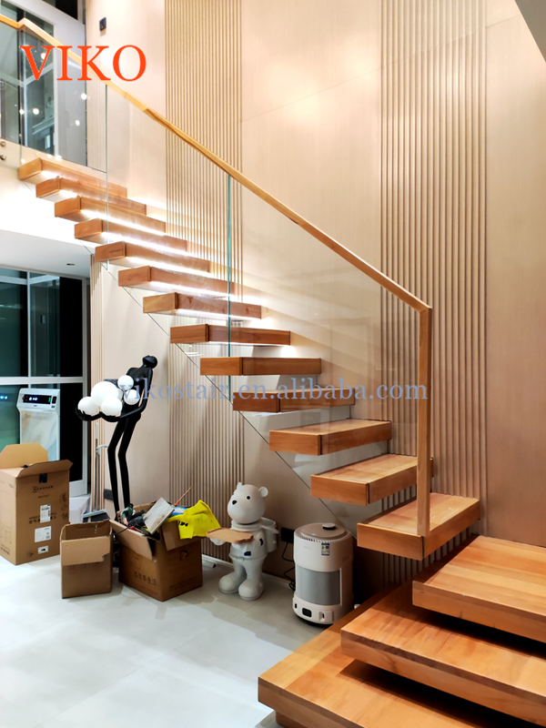 VIKO Modern Interior Uses Wooden Boxes to Customize LED Floating Stairs