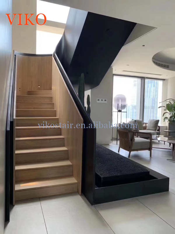 VIKO Building Standard Indoor Use Full Package Wooden Full Package Guardrail Curved Staircase