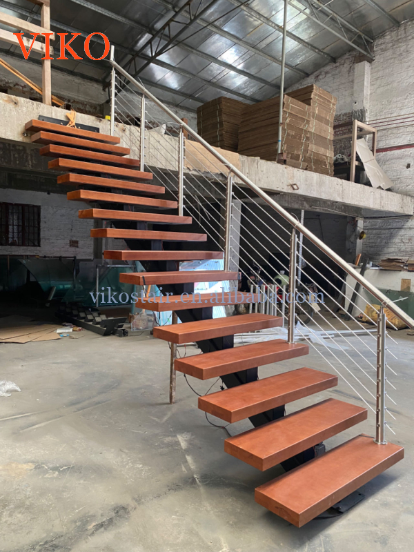 VIKO Fashionable and Simple Indoor LED Mono Stringer Staircase Supports Customization 